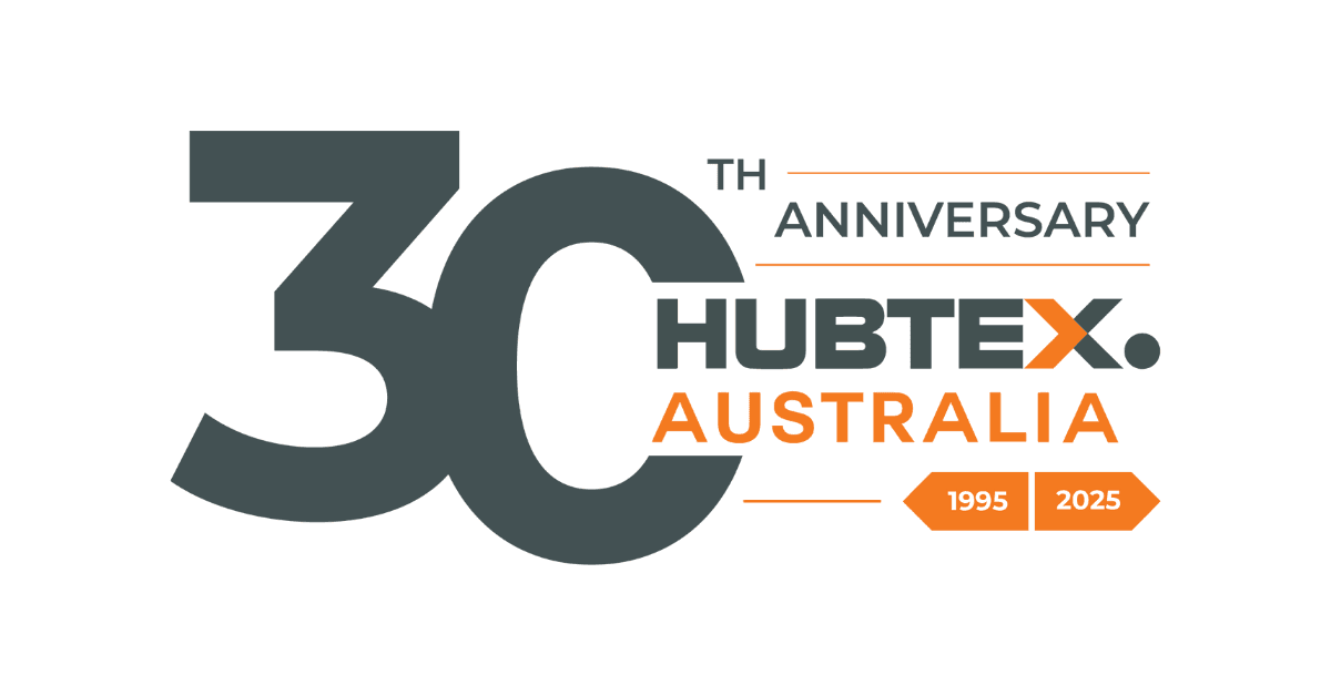 Hubtex Australia 30 years logo